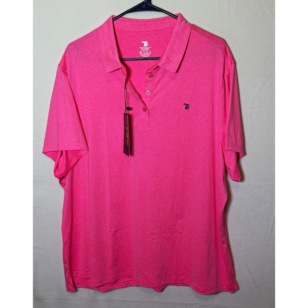 TBC Women’s 3XL Pink Solid Short Sleeve Collared Button Polo